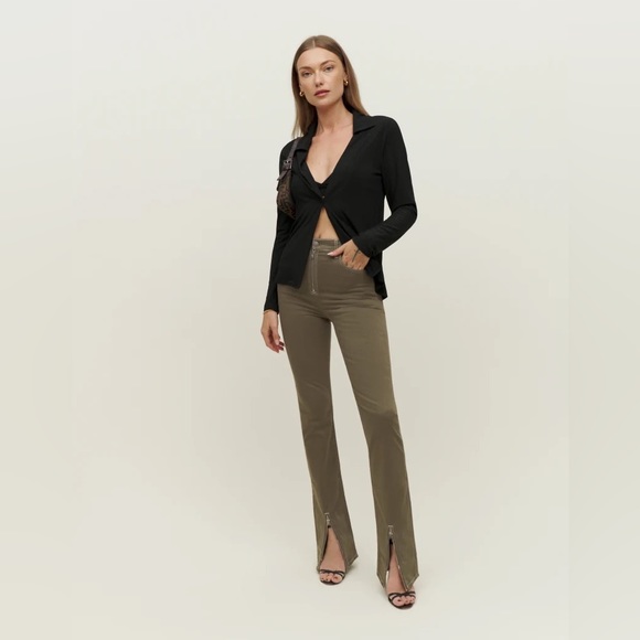 Reformation Toby Zip Front Ultra High Rise Bootcut Jeans - Picture 3 of 9